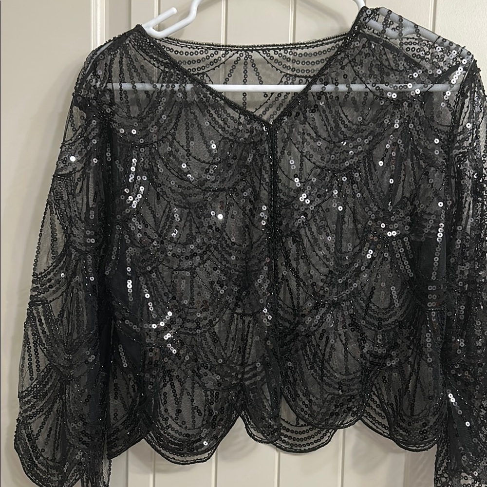 Elegant Black Sequin Shawl